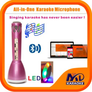 Portable Wireless Bluetooth Microphone with Colorful LED Lights Home Mini Karaoke Player KTV Singing